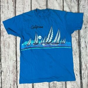 Vintage California Sailing Travel Tourism Vacation 1990s Graphic Tshirt
